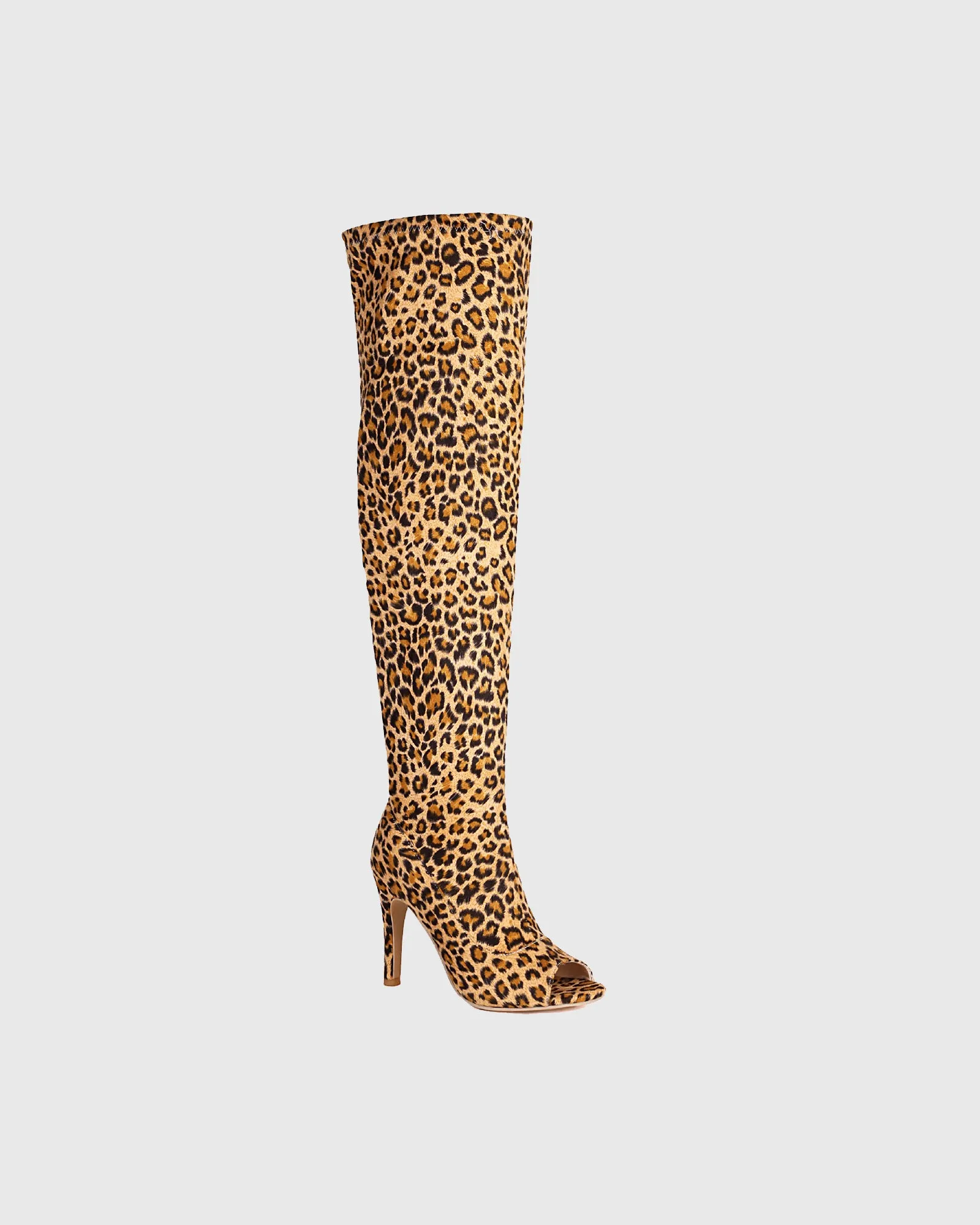 Sezja Leopard Print Fish Mouth Boots In Brown