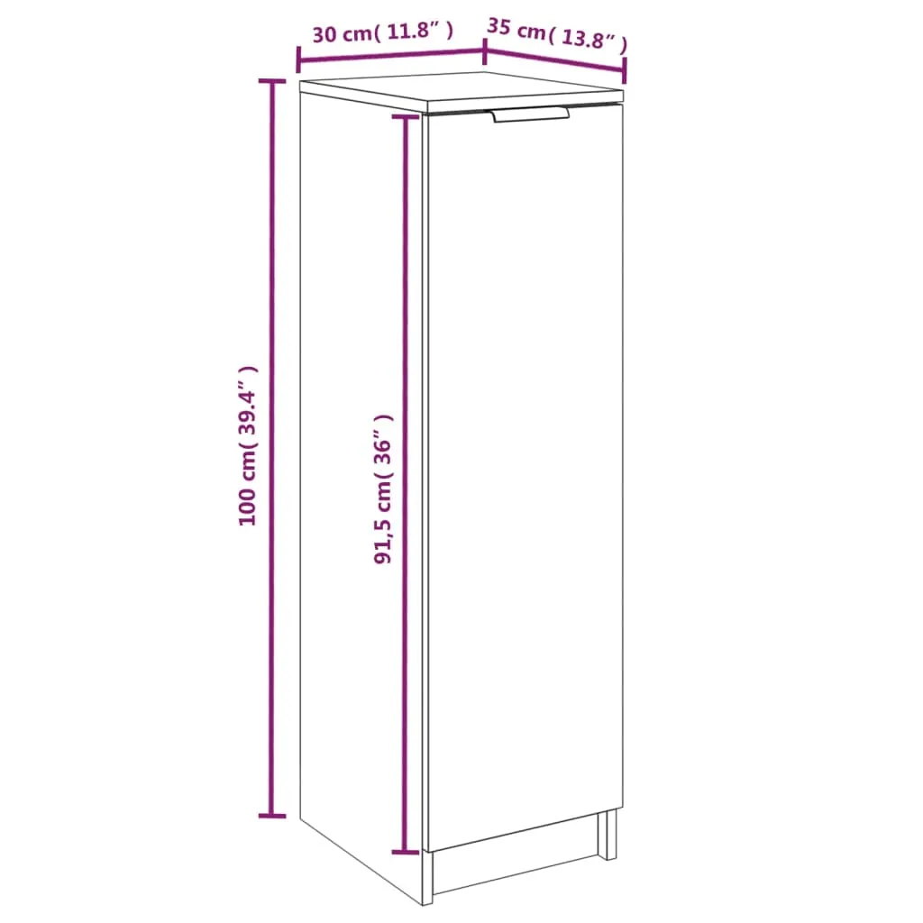 Shoe Cabinet Concrete Grey 30x35x100 cm Engineered Wood