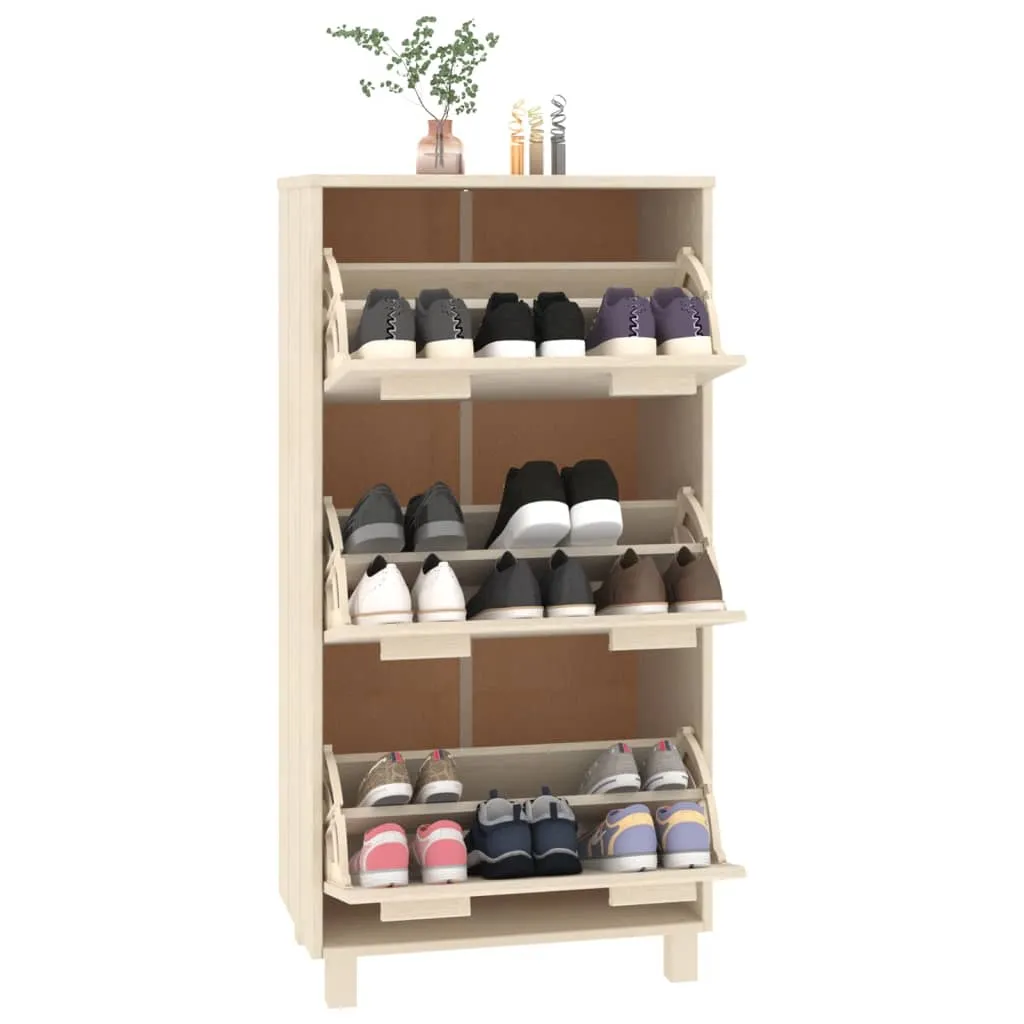 Shoe Cabinet HAMAR Honey Brown 59.5x35x117 cm Solid Wood Pine