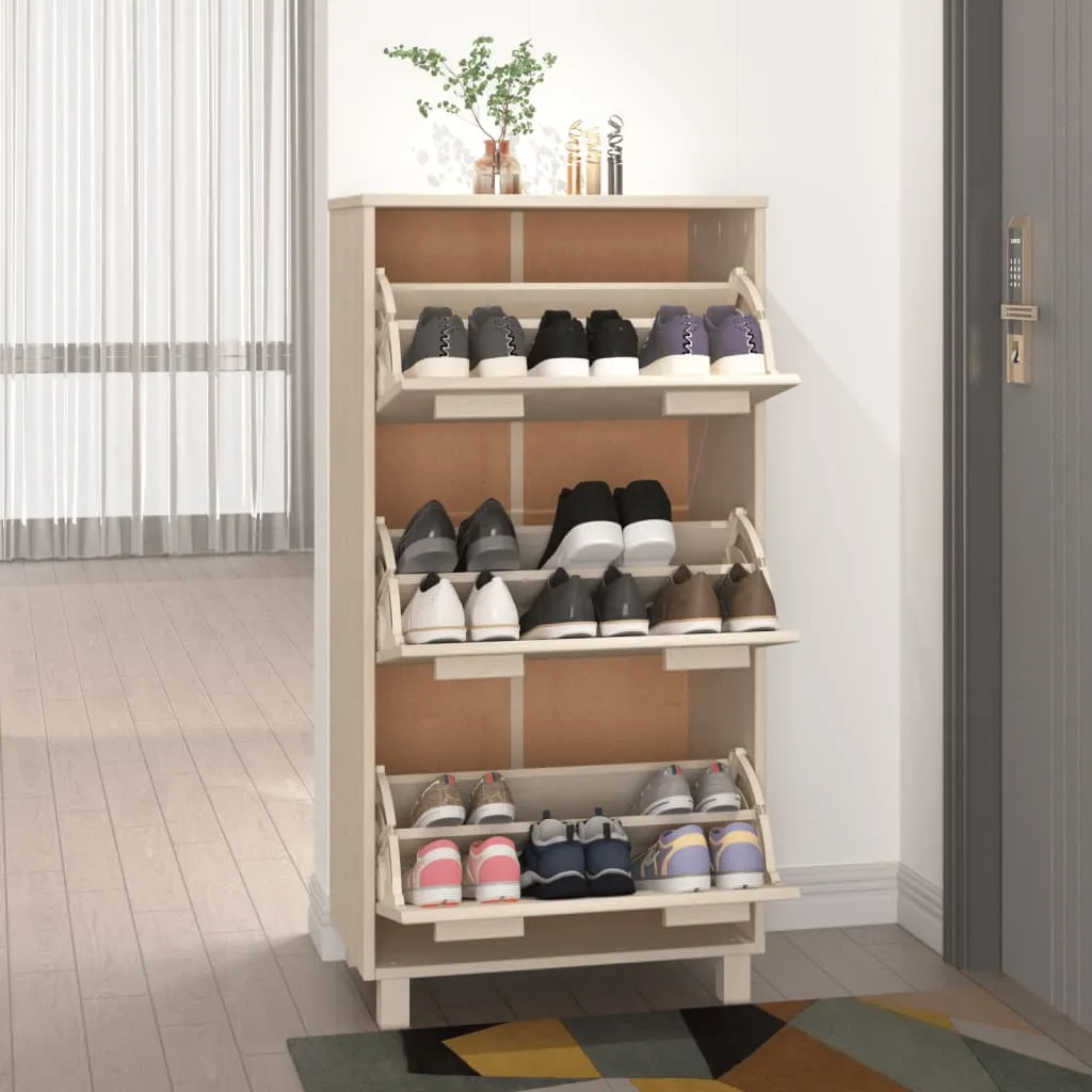 Shoe Cabinet HAMAR Honey Brown 59.5x35x117 cm Solid Wood Pine
