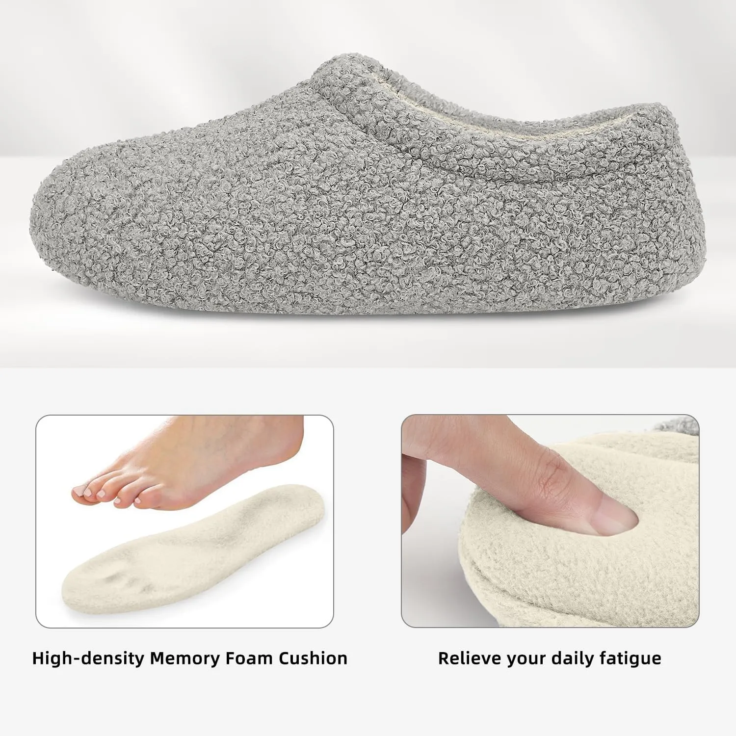 Slippers for Women Indoor Fuzzy Womens Mens Slippers Bedroom House Shoes with Memory Foam Curly Fleece for Indoor Outdoor