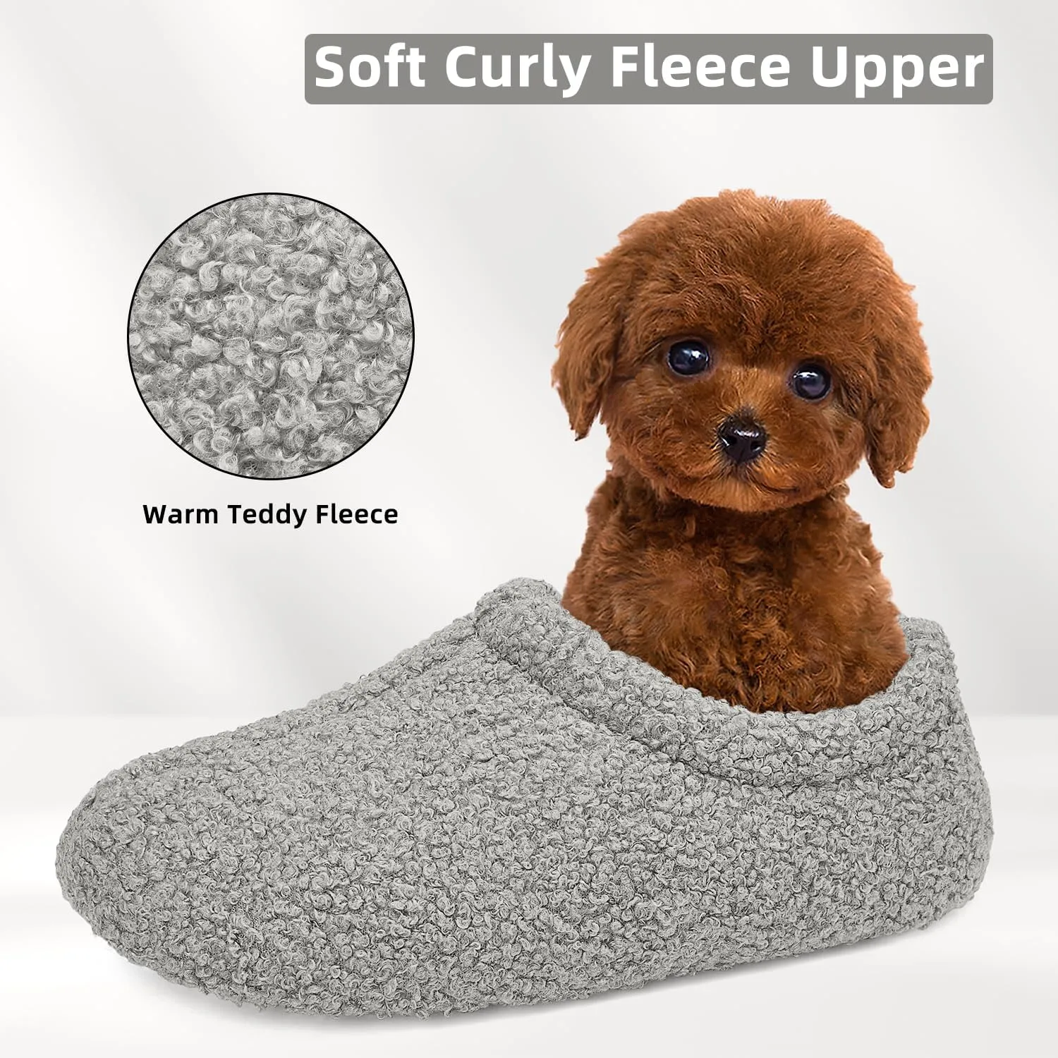 Slippers for Women Indoor Fuzzy Womens Mens Slippers Bedroom House Shoes with Memory Foam Curly Fleece for Indoor Outdoor