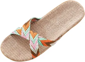Slippers for Women Unisex Linen Summer Beach Shoes Fashion Skidproof Indoor Slippers Casual Vacation Shoes