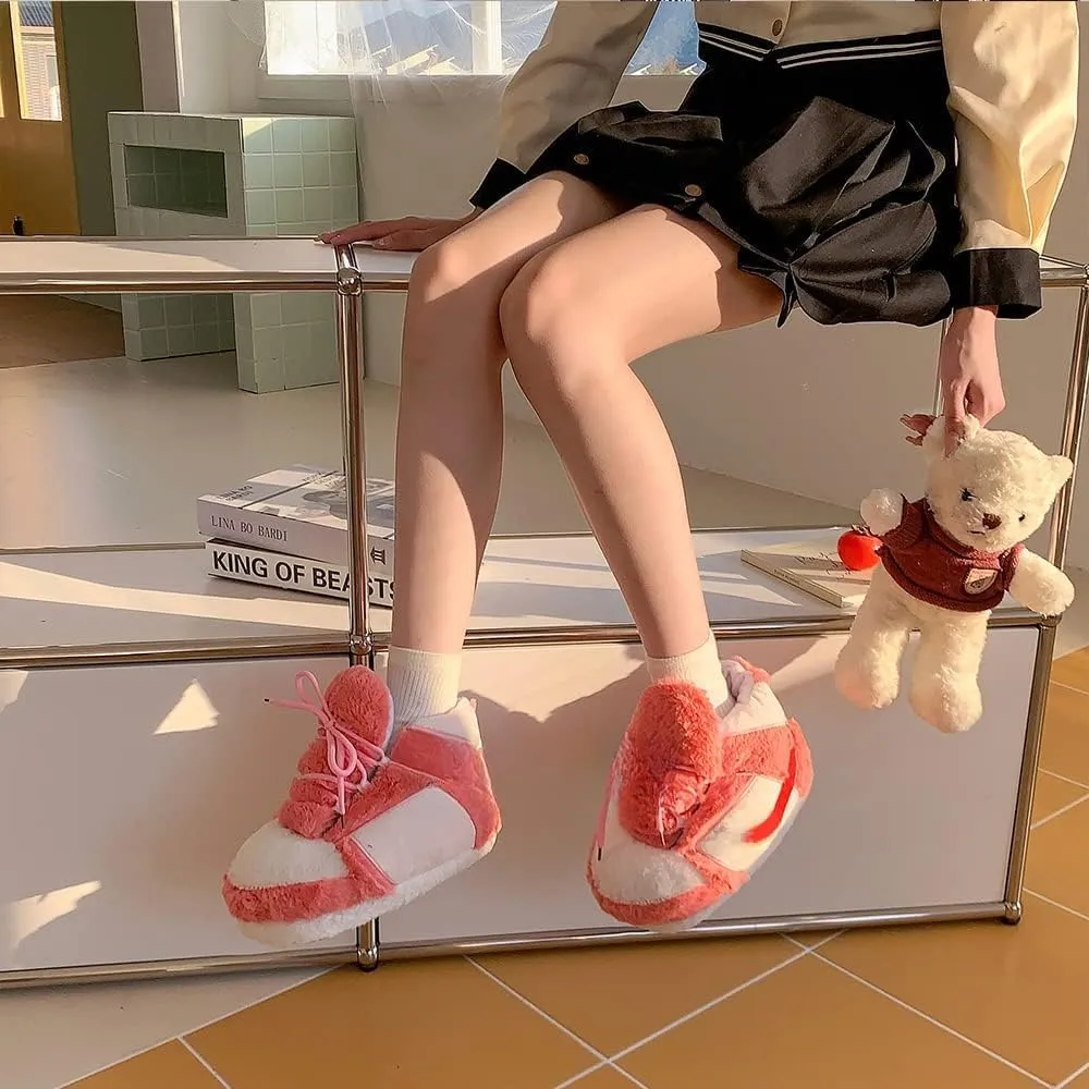 Sneaker Slippers Non Slip Sole Indoor House Plush Slippers Unisex Indoor Floor Cotton Shoes
