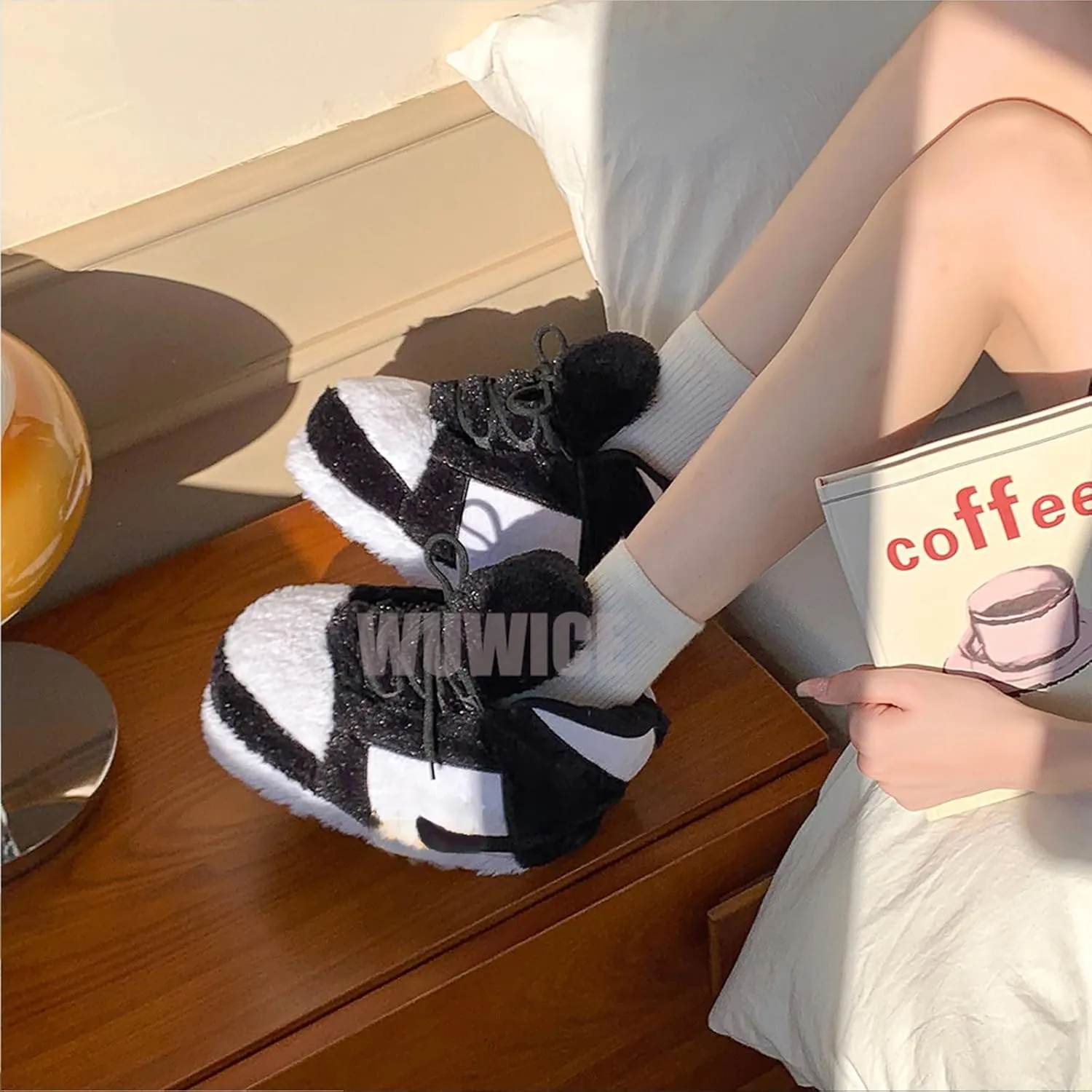 Sneaker Slippers Non Slip Sole Indoor House Plush Slippers Unisex Indoor Floor Cotton Shoes