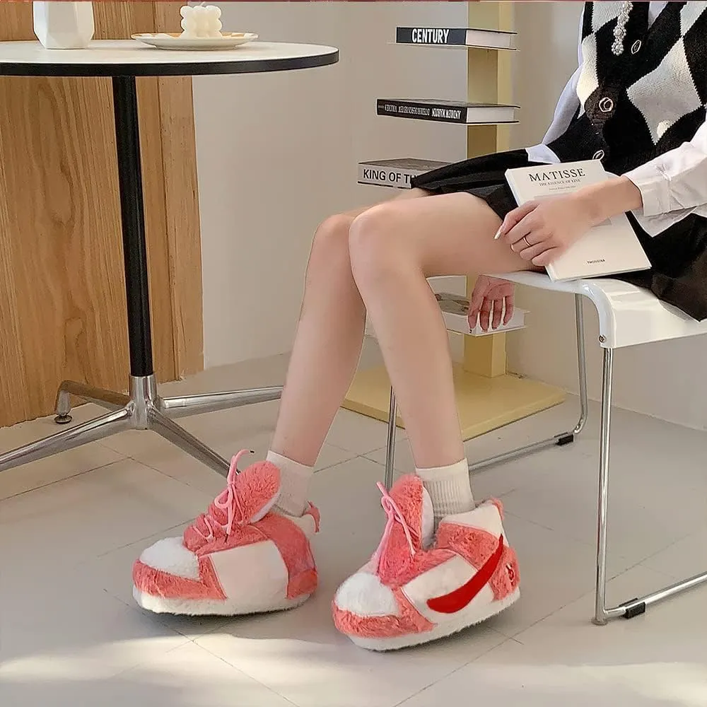 Sneaker Slippers Non Slip Sole Indoor House Plush Slippers Unisex Indoor Floor Cotton Shoes