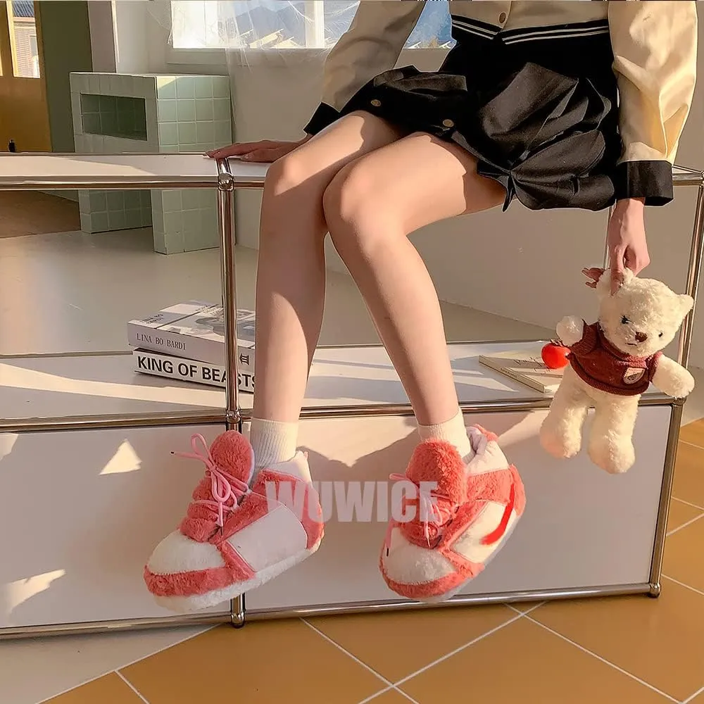 Sneaker Slippers Non Slip Sole Indoor House Plush Slippers Unisex Indoor Floor Cotton Shoes