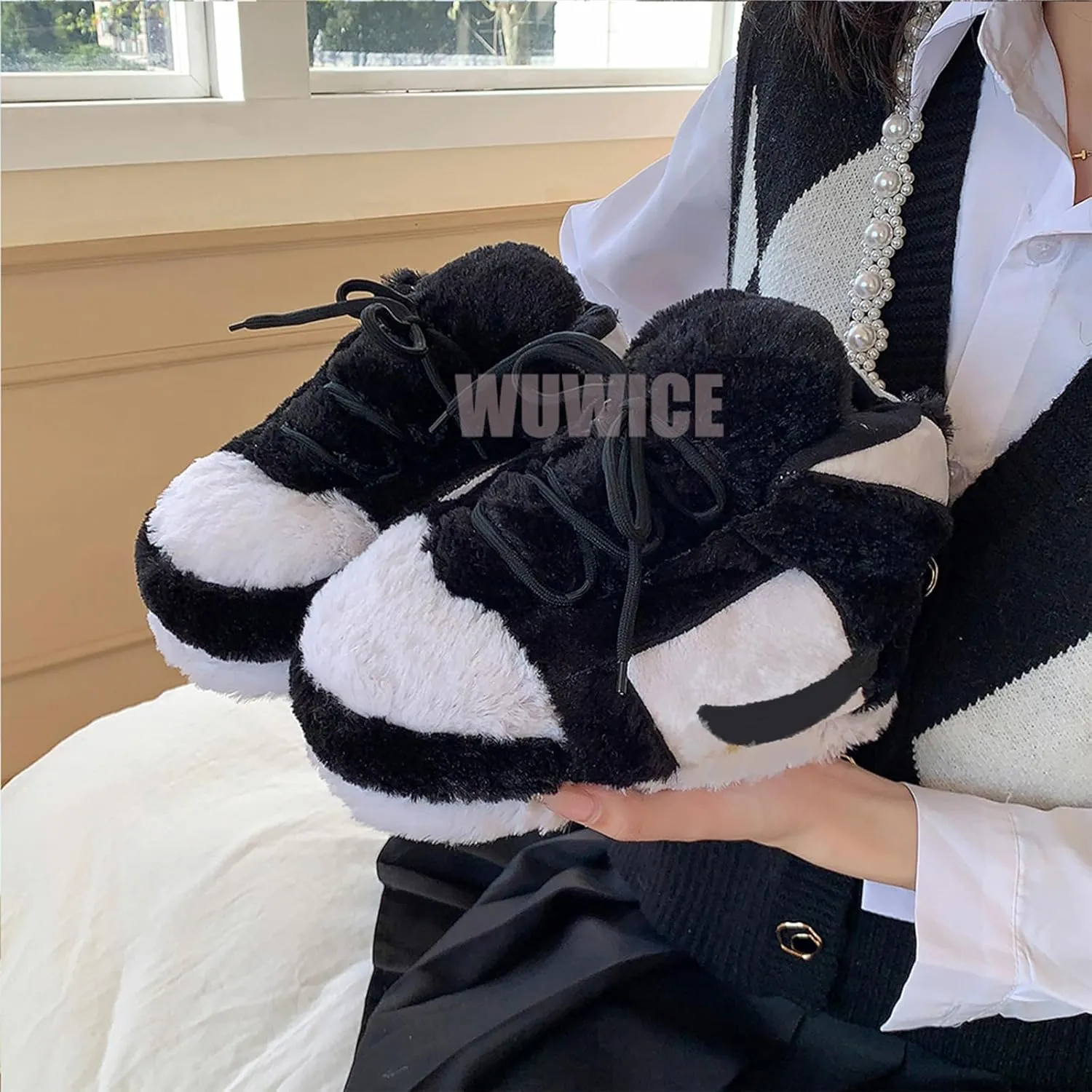 Sneaker Slippers Non Slip Sole Indoor House Plush Slippers Unisex Indoor Floor Cotton Shoes