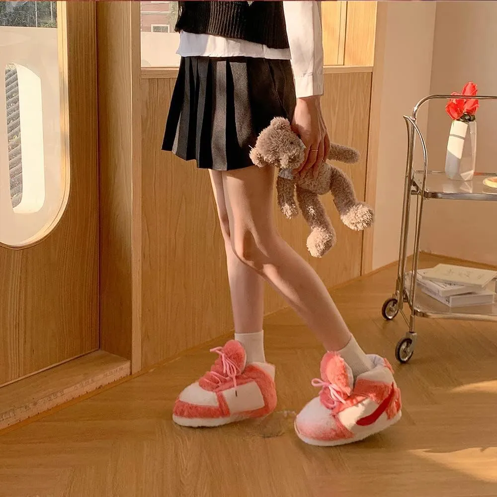 Sneaker Slippers Non Slip Sole Indoor House Plush Slippers Unisex Indoor Floor Cotton Shoes