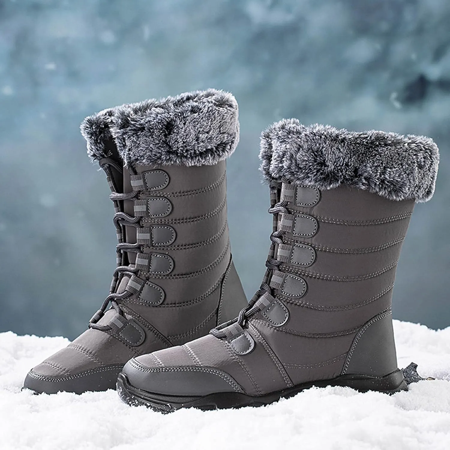 Snow Boots for Women Waterproof Insulated Women's Winter Boots Waterproof Warm Women Waterproof Winter Boots Womens Snow Shoes Dressy Botas Para Nieve Mujer 6.5