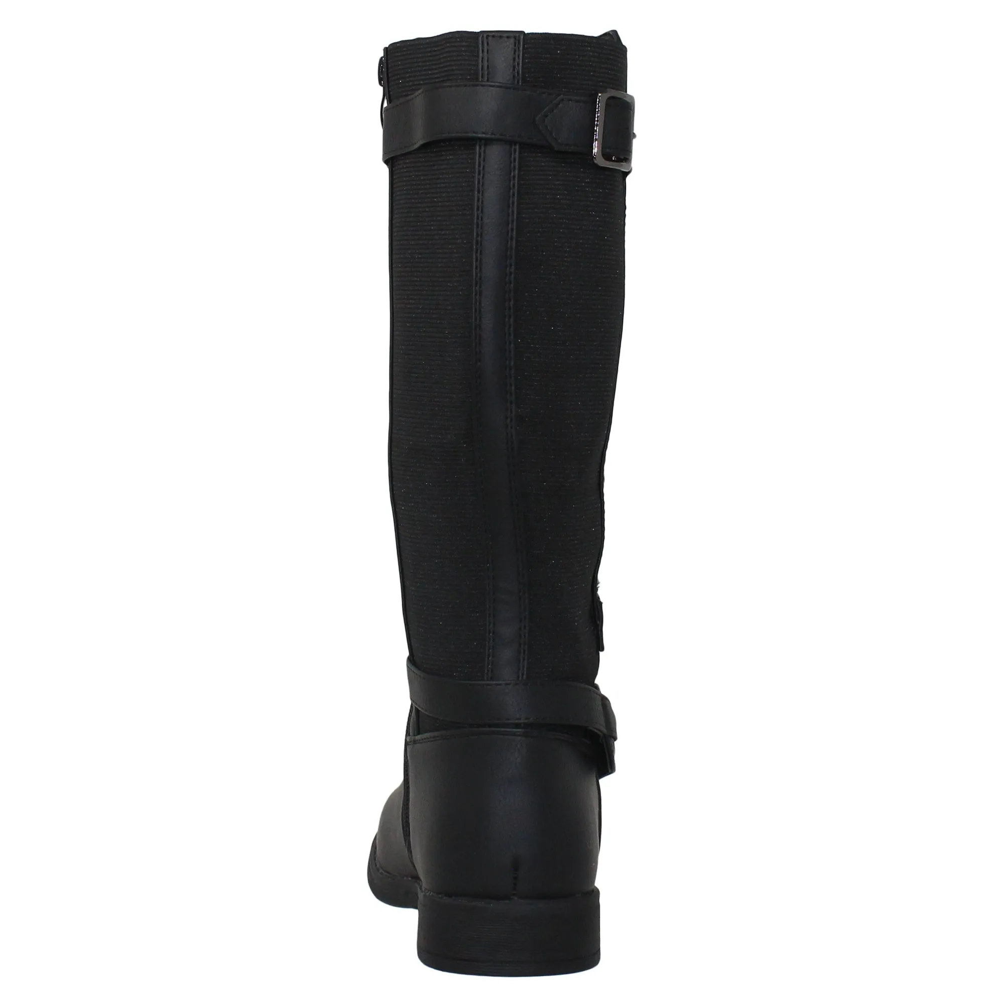 SOBEYO Girl's Knee-High Riding Boots Back Elastics Black