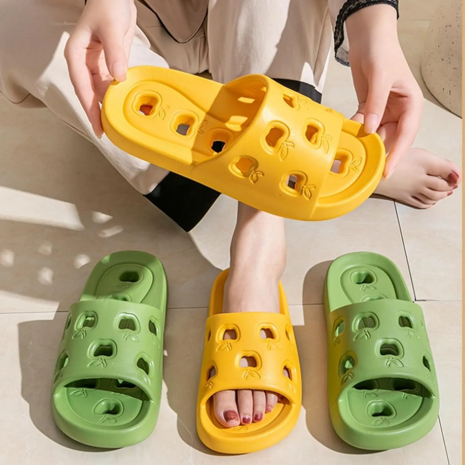 Summer Home Household Indoor Slip Thick Soled PVC Shower Slippers Women Men's Slippers