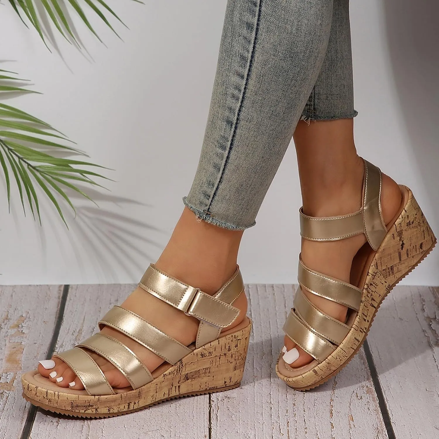 Summer Sandals for Women 2025 Comfortable Open Toe Ankle Strap Shoes Womens Wedge Sandals Casual Outdoor Walking Sandal Hollow Out Travel Beach Dressy Sandal Slingback Casual Flat Shoes 2025