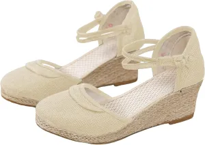 Summer Sandals for Women Ankle Strap Closed Toe Wedge Sandals 2025 Casual Espadrille Sandal Comfortable Slip On Platform Wedges with Arch Support All Day Comfort