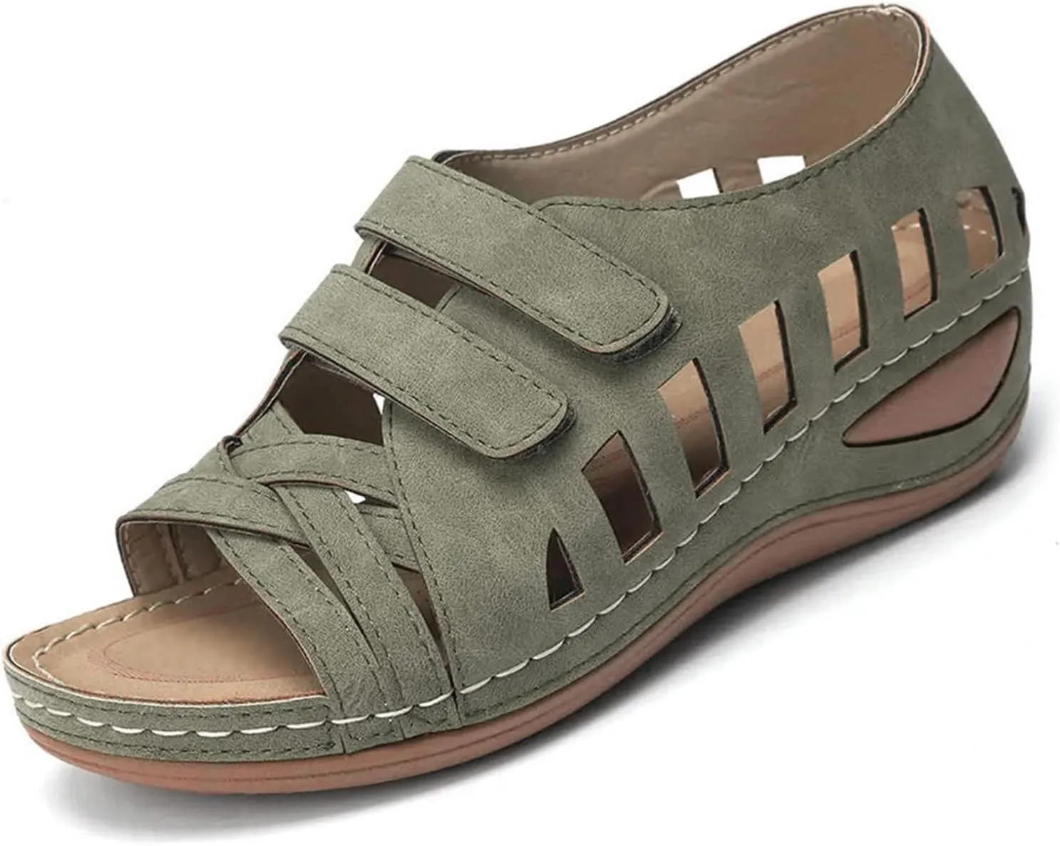 Summer Wedge Sandals for Women Arch Support Orthopedic Platform Hollow Out Open Toe Sandals Comfort Retro Roman Shoes
