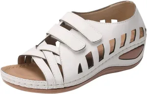 Summer Wedge Sandals for Women Arch Support Orthopedic Platform Hollow Out Open Toe Sandals Comfort Retro Roman Shoes