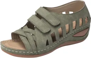 Summer Wedge Sandals for Women Arch Support Orthopedic Platform Hollow Out Open Toe Sandals Comfort Retro Roman Shoes