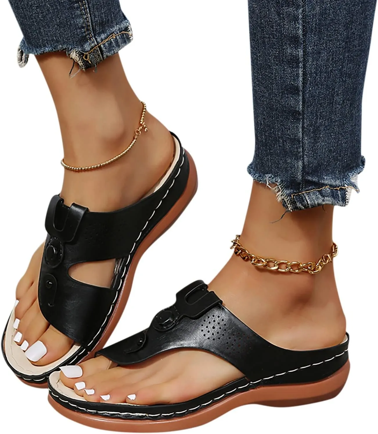 Support Flip Flops Womens Casual Orthopedic Sandals with Arch Support Fashion Clip Toe Slippers Anti-Slip Sandal