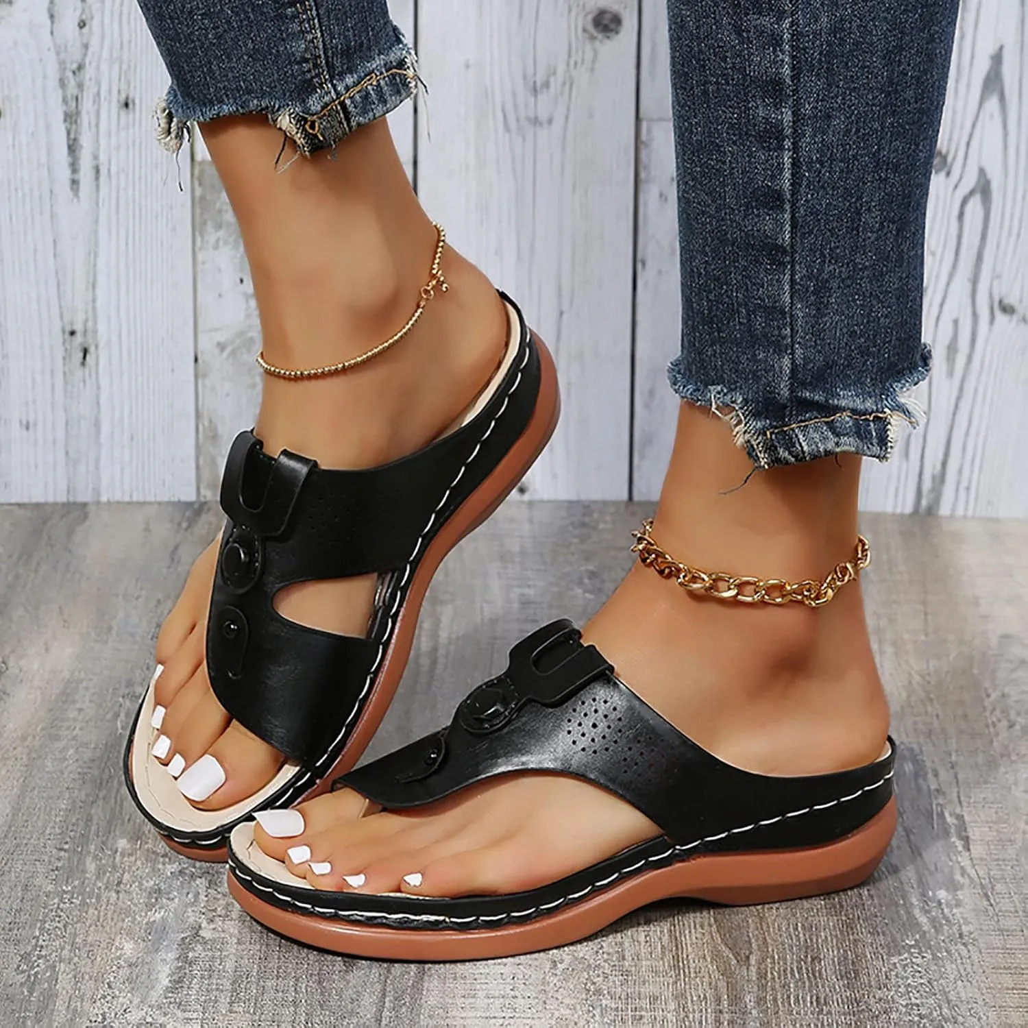 Support Flip Flops Womens Casual Orthopedic Sandals with Arch Support Fashion Clip Toe Slippers Anti-Slip Sandal