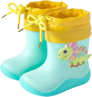 Toddler Rain Boots Waterproo?? Rubber Kids Rain Boots For Girls In Dinosaurs Printed Unisex-Child Outdoor Rain Boots