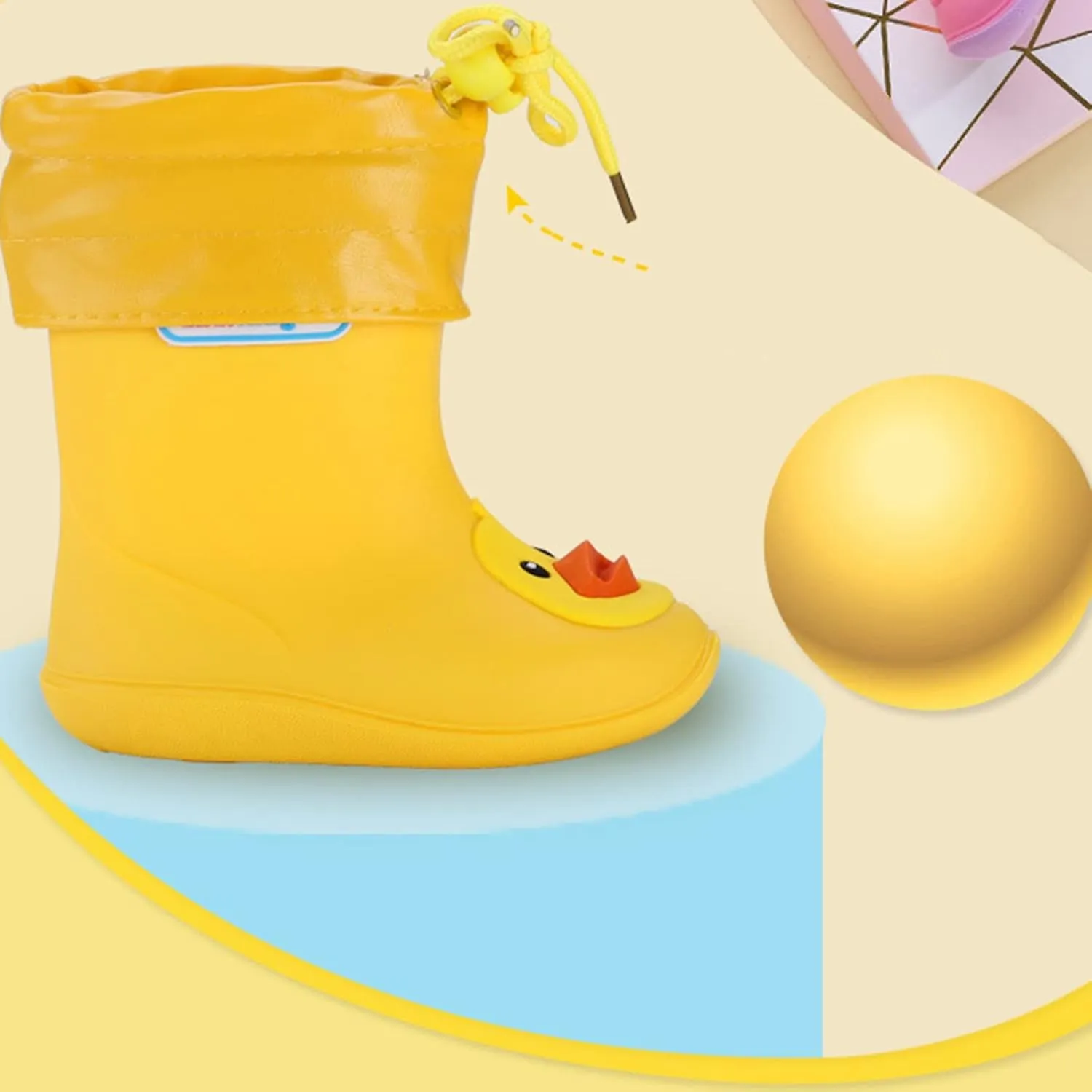 Unisex Kids Print Rain Boots Waterproo Rubber Rain Shoes Toddler Boys Girls Lightweight Rainboots Kids Rain Boots