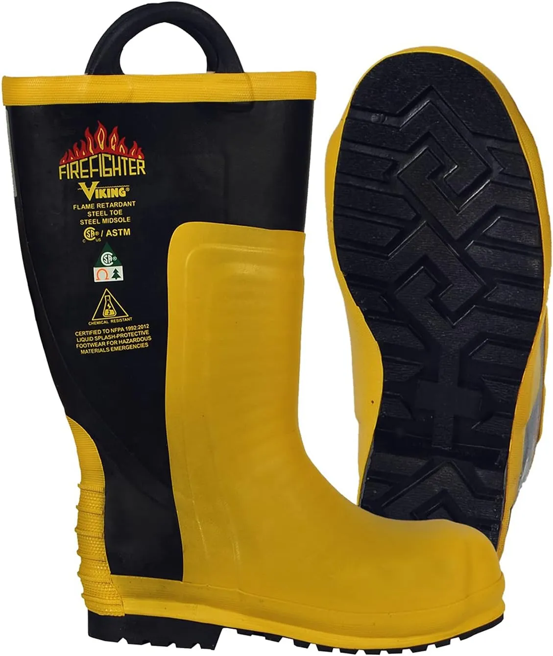 Viking Footwear Men's Firefighter Chainsaw Boot,Yellow/Black,10 M US