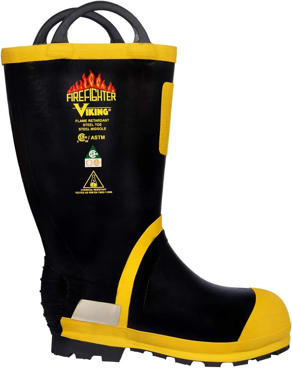 Viking Men's 14?? Felt Lined Firefighter and EMS Boots with Chemical Resistant FR Upper, and Steel Toe, EH