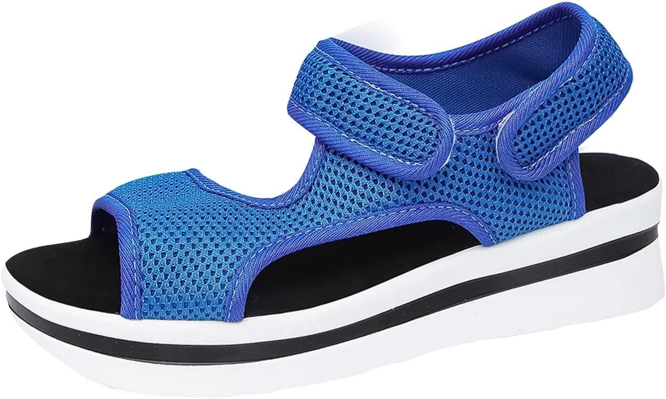 Walking Sandals Women Orthopedic Comfortable Hiking Slip On Platform Sandals Thick Athletic Cushion Adjustable Strap Summer Shoes with Comfortable Plantar Fasciitis Arch Support