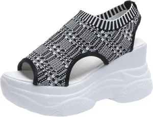 Wedge Platform Sandals for Women Summer Open Toe Ankle Strap Platform Sandals Casual Strappy Slip on Beach Orthopedic Shoes