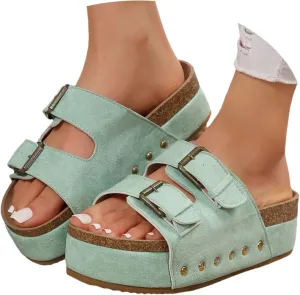 Wedge Sandals For Women 2025 Platform Comfort Orthopedic Wedge Sandals Open Toe Espadrilles Dressy High Heeled Wedges Women Summer Trendy Slip On Slippers Casual Arch Support Shoes Boho Beach Vacation