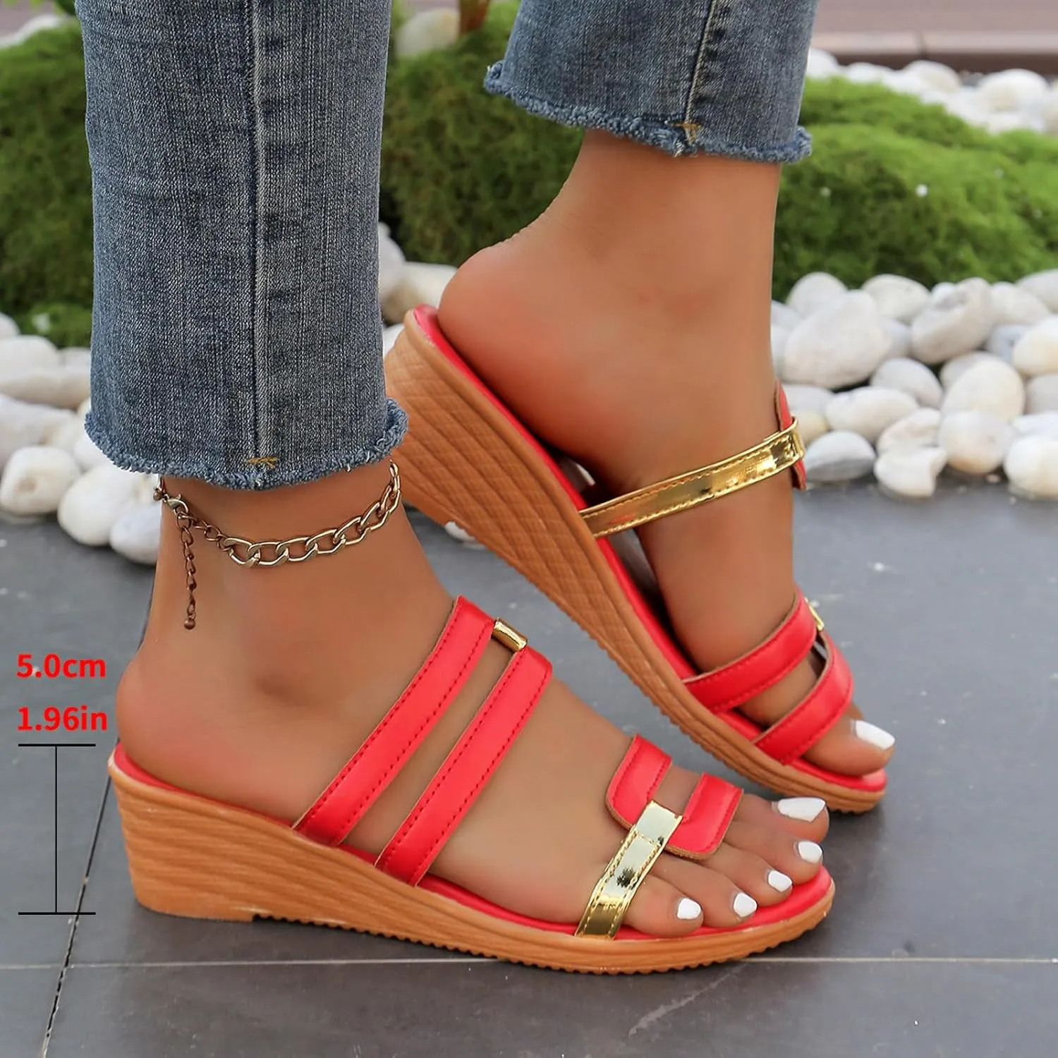 Wedge Sandals for Women 2025 Summer Flip Flops Slip On Slippers Wedge Sandals Dressy Open Toe Casual Beach Shoes