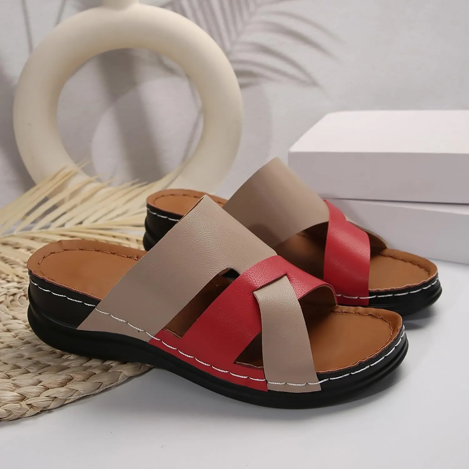 Wedge Sandals for Women Dressy Summer Comfortable Walking Sandals with Arch Support Fashion Casual Orthopedic Slides Shoes