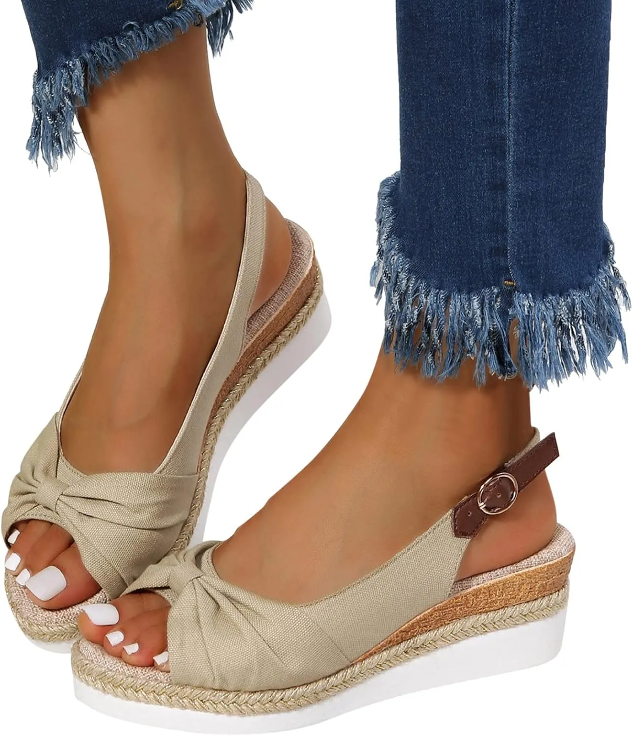 Wedge Sandals for Women Slip Resistant Sole with Cushioned Arch Support and Adjustable Hook and Loop Closure Straps Orthopedic Sandal Beach Dressy Flip Flops for Wide Toe 2025 Spring