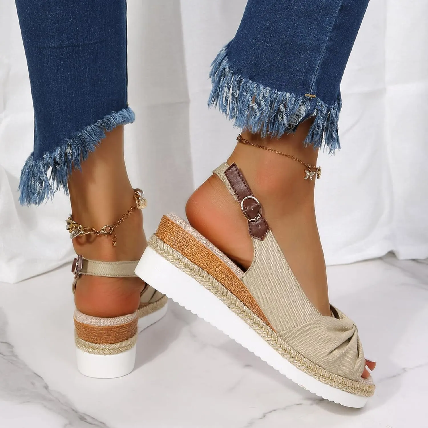 Wedge Sandals for Women Slip Resistant Sole with Cushioned Arch Support and Adjustable Hook and Loop Closure Straps Orthopedic Sandal Beach Dressy Flip Flops for Wide Toe 2025 Spring
