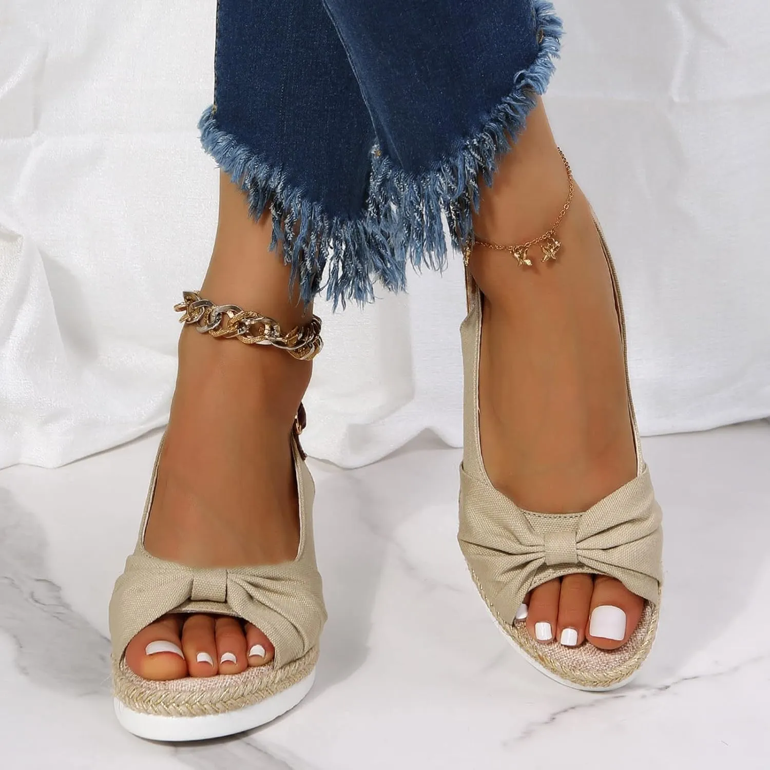 Wedge Sandals for Women Slip Resistant Sole with Cushioned Arch Support and Adjustable Hook and Loop Closure Straps Orthopedic Sandal Beach Dressy Flip Flops for Wide Toe 2025 Spring
