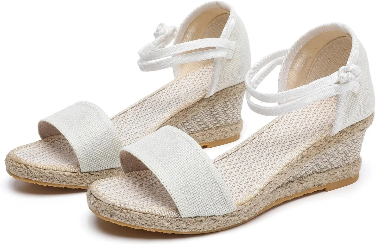 Wedge Sandals for Women Summer Open Toe Slip On Espadrille Sandals Fashion Lace Up Ankle Strap Comfortable Walking Shoes Casual & Dressy Summer Shoes