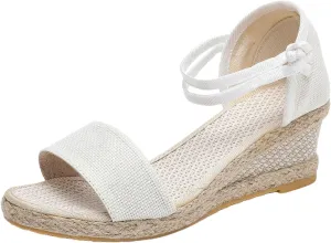 Wedge Sandals for Women Summer Open Toe Slip On Espadrille Sandals Fashion Lace Up Ankle Strap Comfortable Walking Shoes Casual & Dressy Summer Shoes