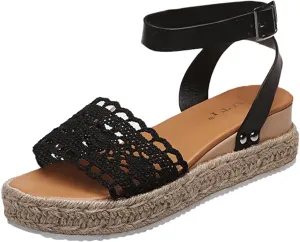 Wedges Beach Breathable Women's Weave Strap Open Sandals Shoes Summer Toe Women's Wedges Shoes