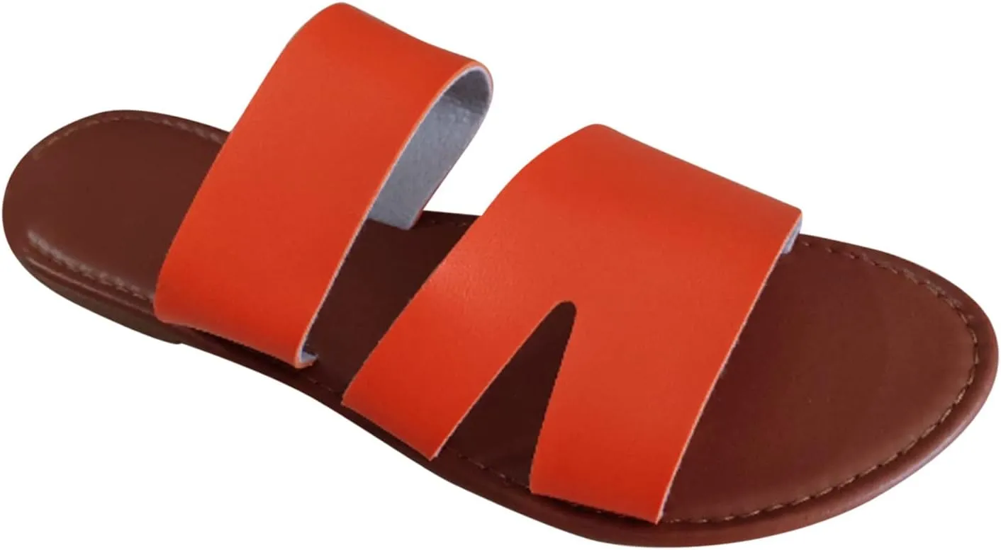 Women Flat Sandals Summer Dressy Casual Beach Slides Lightweight Comfort Slippers Slip on Holiday Sandal