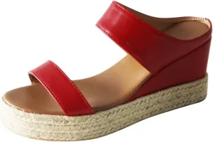 Women Slip On Espadrilles Platform Wedge Sandals Slide Open Toe Espadrille Flatform Wedges Casual Sandal Dressy Summer Comfort Breathable Outdoor Walking Shoes Beach Wedding Slippers