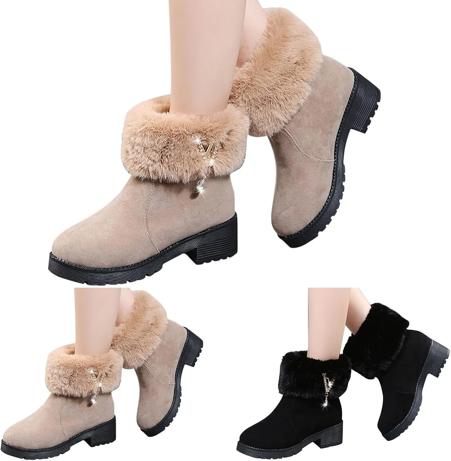 Women Snow Boots Waterproof Cute Women's Waterproof Boots Tall Winter Work Boots for Women Waterproof Womens Duck Boots Waterproof Size 11 Botas Nieve Para Mujer