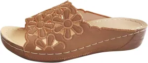Women's Arch Support Platform Sandals Slip on Wedge Sandal with Elastic Orthopedic Sandals with Arch Support
