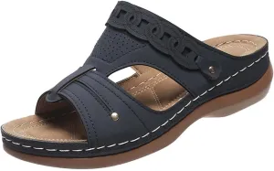 Women's Arch Support Sandals Summer Comfort Slip on Slides Casual Outdoor Walking Sandal Beach Shoes for Holiday