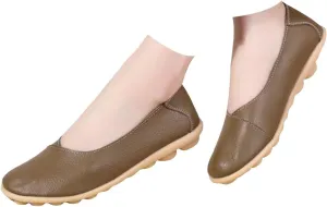 Women's Comfortable Loafers Soft Leather Slip on Casual Outdoor Sandals Round Toe Driving Flat Work Walking Shoes for Women Dressy Low Heels Orthopedic Sandals