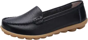 Women's Comfortable Loafers Soft Leather Slip on Casual Outdoor Sandals Round Toe Driving Flat Work Walking Shoes for Women Dressy Low Heels Orthopedic Sandals 