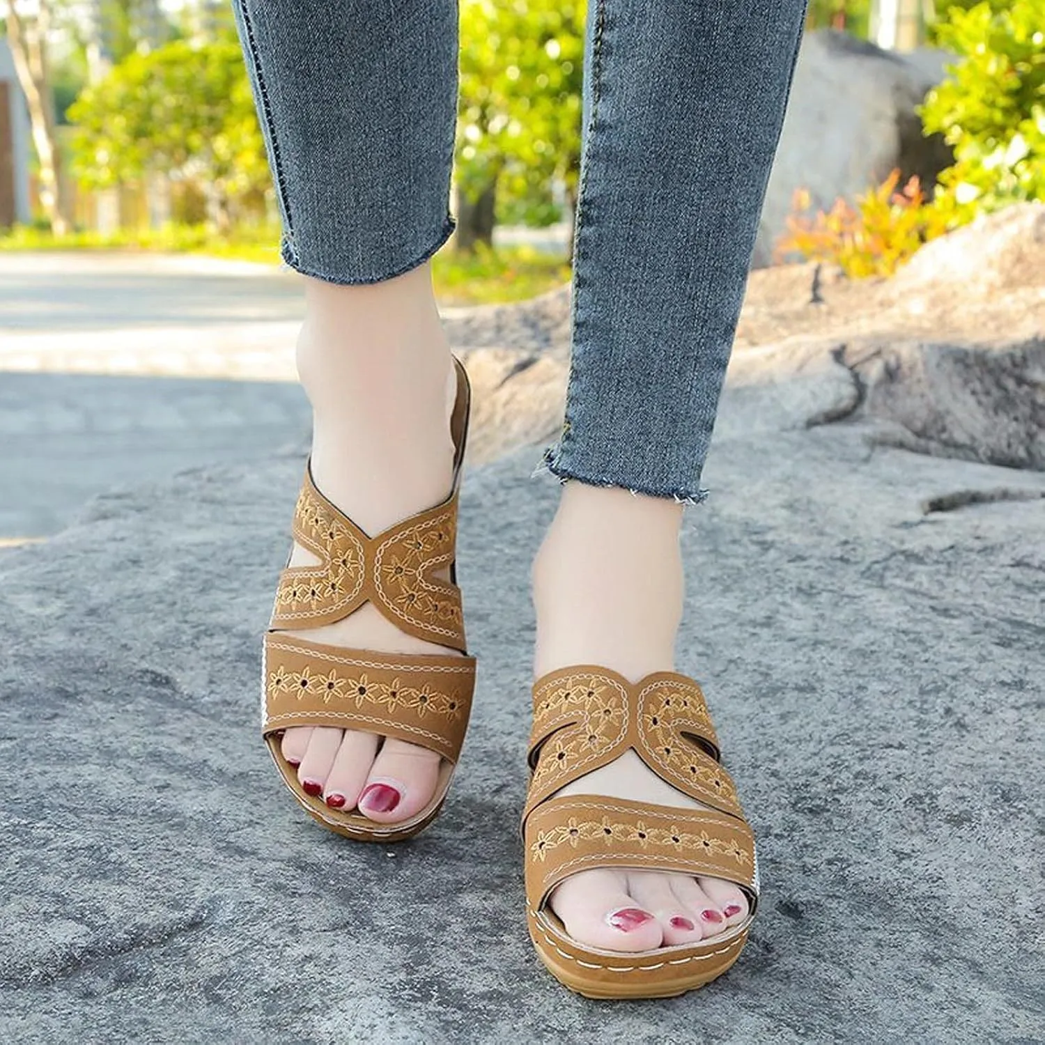 Women's Flat Sandals Walking Orthopedic Sandals Comfort Comfortable Women's Flat Summer Shoes