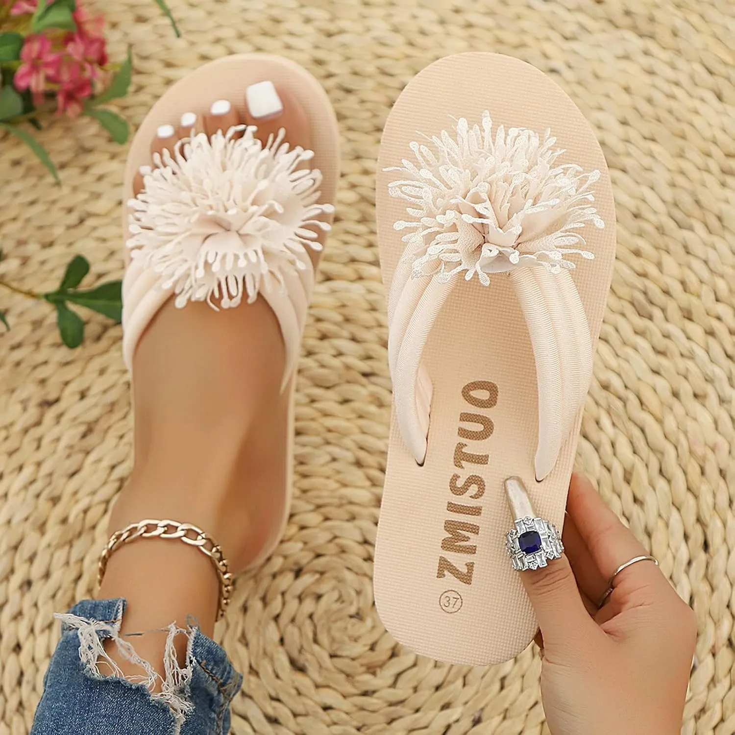 Womens Flat Slide Sandals Slip on Slides Shoes Summer Non Slip Flip Flops Flat Thick Soled Slippers