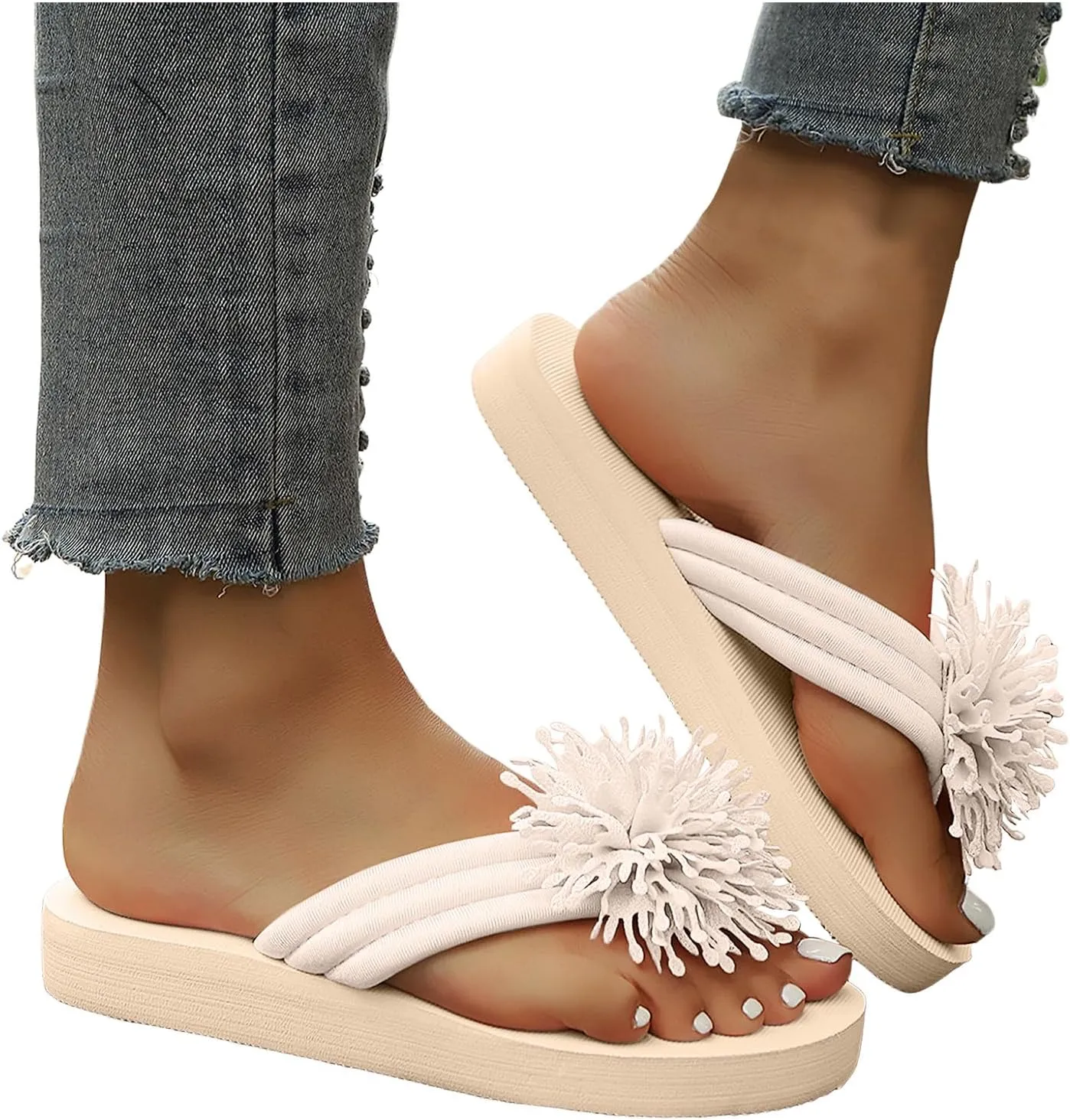 Womens Flat Slide Sandals Slip on Slides Shoes Summer Non Slip Flip Flops Flat Thick Soled Slippers
