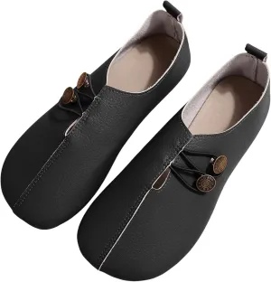 Womens Flats Shoes Slip On Closed Toe Round Head Sandals with Button Business Lightweight Loafers Shoes for Everyday Elegance