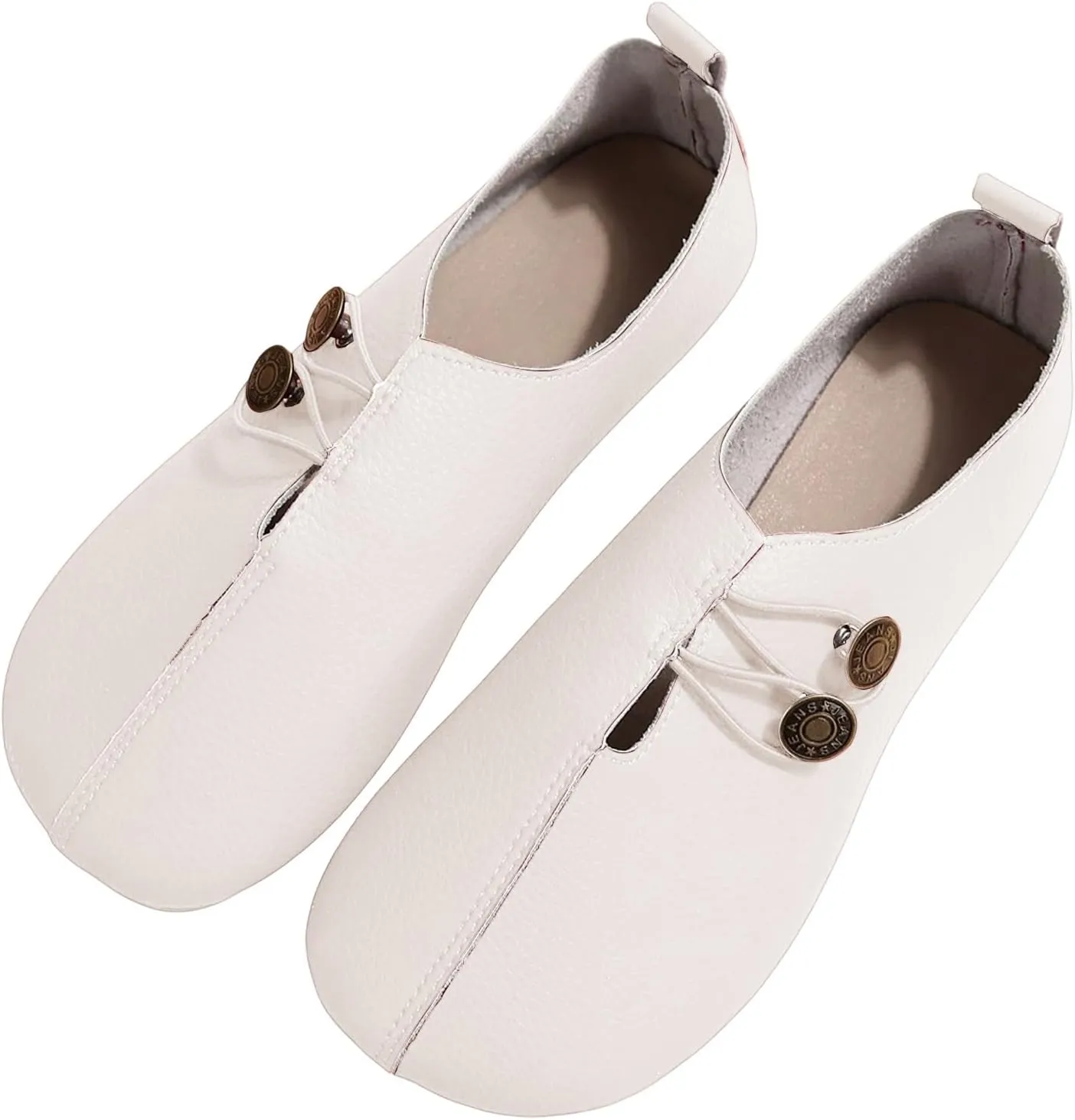 Womens Flats Shoes Slip On Closed Toe Round Head Sandals with Button Business Lightweight Loafers Shoes for Everyday Elegance